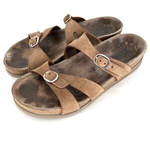 Mephisto Hannel Slide Sandals Womens EU 38 US 8 Brown Leather Double‎ Strap
